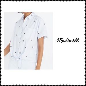 Madewell Embroidered Button Down Piece Sign Shirt